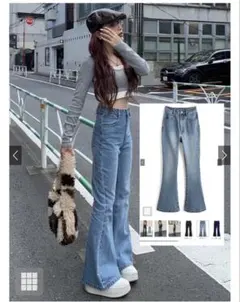 GRL ハイウエストフレアデニムパンツ[fo2243]