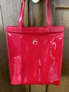 kitamura2 トートバッグ レッド　赤　エナメル調 キタムラ　k2 レア