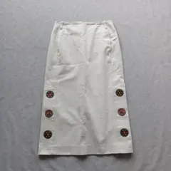 《美品★》49AV　ジュンコシマダ　スリットスカート　刺繍タイトスカート