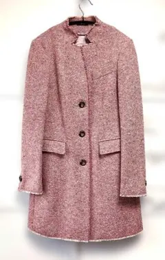 Sisley ノーカラー チェスターコート ピンク系