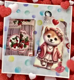 ♡カラビナ付きソフトメガネケース＆ポケットティッシュカバー♡柴犬