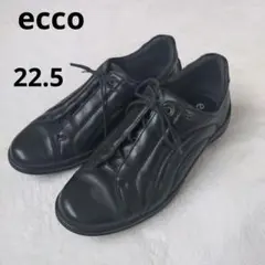 ECCO エコー レザースニーカー　 レースアップシューズ 黒22.5　【美品】のサムネイル