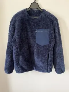 美品　ユニクロ ネイビー メンズフリースプルオーバー 胸ポケット付き　S