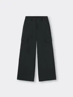 GU ブラック ワイドカーゴパンツ
