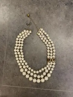 ケイトスペード リボン３連パールネックレス