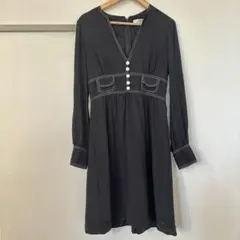 TIBI ブラック Vネック レトロ ワンピース 長袖