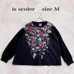 is scoler 花柄 黒ブラック長袖Tシャツ 横幅ゆったりMサイズ