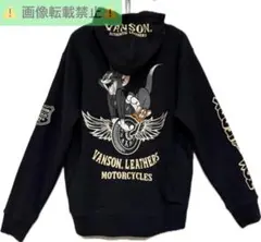 ＊ VANSON×トムとジェリー 刺繍 胸ポケット ジップパーカーXL