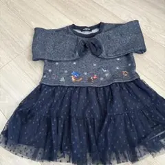 ⑦刺繍付き紺色長袖ワンピース