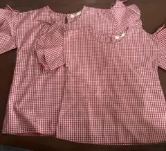 赤と白のギンガムチェック半袖ブラウス140・120