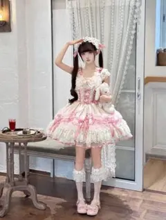 【韓嬢♡巧苺ぼぼ】ゴスロリ・ロリータドレス OP甘ロリ メイド服 ロリィタドレス 韓嬢♡巧苺ぼぼ】ゴスロリ・ロリータドレス OP甘ロリ メイド服