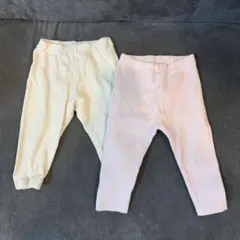 UNIQLO リブ編みパンツ クリーム ピンク サイズ80 2枚セット