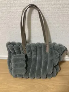 ファーショルダーバッグ グレー