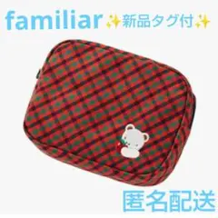 ✨新品タグ付✨ファミリア★ポーチ ティッシュポーチ 赤チェック クマ