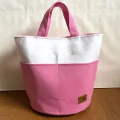 ☆ハンドメイド　前ポケット付き/帆布手さげトートバッグ
