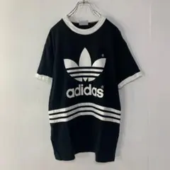 希少 adidas デサント製 トレフォイル 3本ライン ヴィンテージ Tシャツ