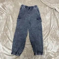 GU カーゴパンツ グレー ワイド ストレートコットン S