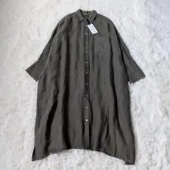 新品タグ付✨クロスアンドクロス　リネン100% サージシャツワンピース 訳あり】新品 ハグオーワー/クロス&クロス リネンサージシャツ