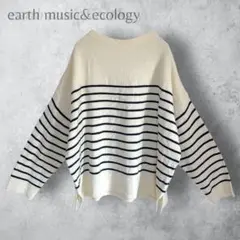 【earth music&ecology 】　ボーダースリットニットプルオーバー