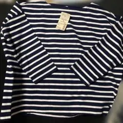 無印良品　ドロップショルダーTシャツ　ストライプデザインの長袖Tシャツ M