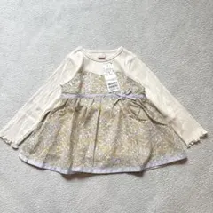 新品✨プティマイン　花柄　ドッキング　トップス　サイズ100