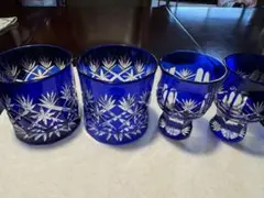 薩摩切子 コバルトブルー クリスタルカット グラス 2 セット - メルカリ