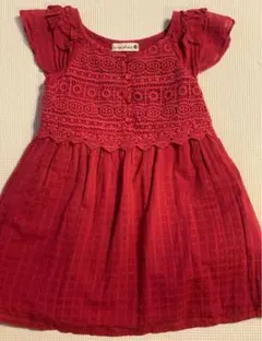 ブランシェス　100センチ　女の子　ボルドー　ワンピース　おしゃれ着