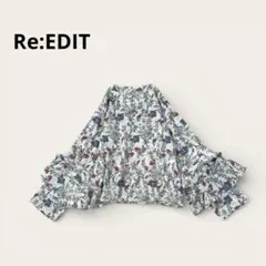 リエディ 花柄シャツ フリルスリーブ ゆったり レトロ ブラウス 総柄 トップス