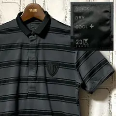 23区 HOMME ボーダー ポロシャツ チャコールグレー 黒 半袖 M ゴルフのサムネイル
