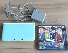 海*月様 Nintendo 任天堂 3DS LL ミント×ホワイト　 逆転裁判5