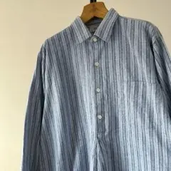 ユーロ古着　Demalux　ビンテージ　グランパシャツ　メンズ　長袖　ロング丈