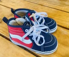 VANS バンズ キッズ スニーカー 14cm ハイカット 赤×ネイビー