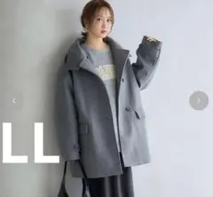 値下げ‼️mysa closet 田中里奈　スタンドショートコート　中灰　LLのサムネイル