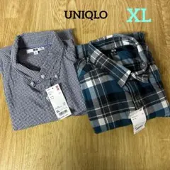 B212 ユニクロ チェックシャツ 長袖 メンズ XL 2点セット