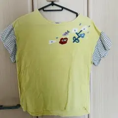 POU DOU DOU 花柄刺繍 チェック袖 Tシャツのサムネイル