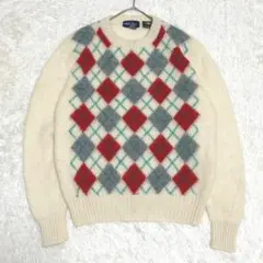 センチュラ ウール100 ニットセーター アーガイル柄 チェック柄w86