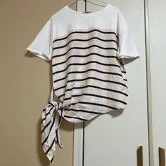 ZARAサイドリボン ボーダー 半袖Tシャツのサムネイル