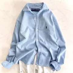 ラルフローレン コットンシャンブレーシャツ 長袖 ライトブルー S 綿100%