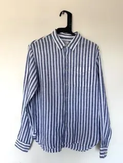 URBAN RESEARCH DOORS リネンシャツ 長袖 白×青 ストライプのサムネイル