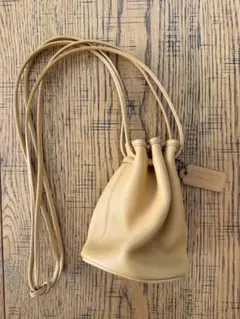 90s OLD COACH Leather Drawstring Bag 巾着