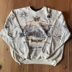 90s ArtUnlimited ヴィンテージ 総柄スエット 全面プリント