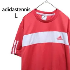 adidas アディダス テニス Tシャツ 3本ライン プリントロゴ L