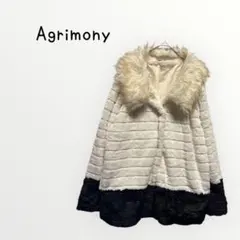 【Agrimony 】ファー付きコート アウター　防寒　羽織りふわふわ