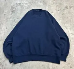 90s 00s無地　ブランク　トップス　長袖　スウェット　古着　ネイビー
