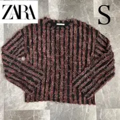 ZARA　ザラ　ストライプ　フェザー　トップス　長袖　S　Sサイズ