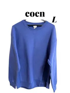 coen 裏起毛カラースウェットトレーナー Lサイズ パープル　メンズ