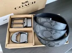 SALE♪コーチ 新品 リバーシブル シグネチャー バックル回転ベルト