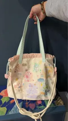 上海ディズニーランド正規品ダッフィーリーナベルトートバッグ巾着