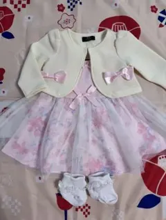 【入園式・結婚式】花柄ドレスとカーディガンセット 80cm