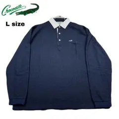 美品　Crocodile ネイビー ポロシャツ Lサイズ　春夏コーデ